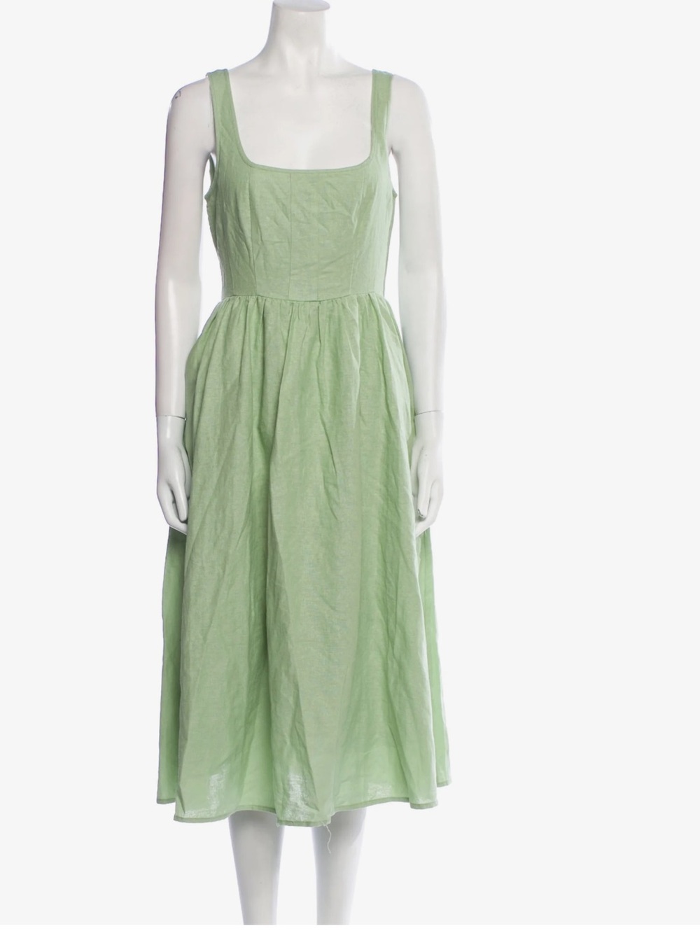Christian Lacroix Linen Blend Mint Green Sleeveless Fit-and-Flare Midi Dress